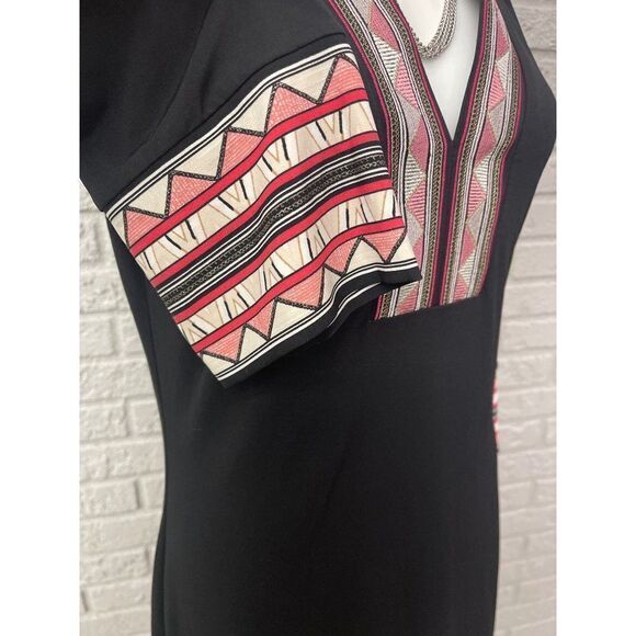White House Black Market Aztec Trim Long Sleeve Shift Dress Size S - Picture 7 of 10